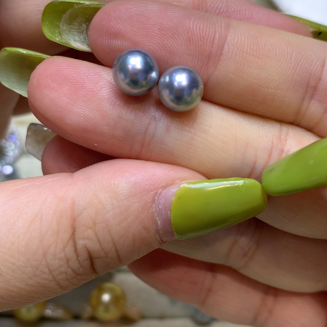 银S925镶嵌海水珍珠耳饰