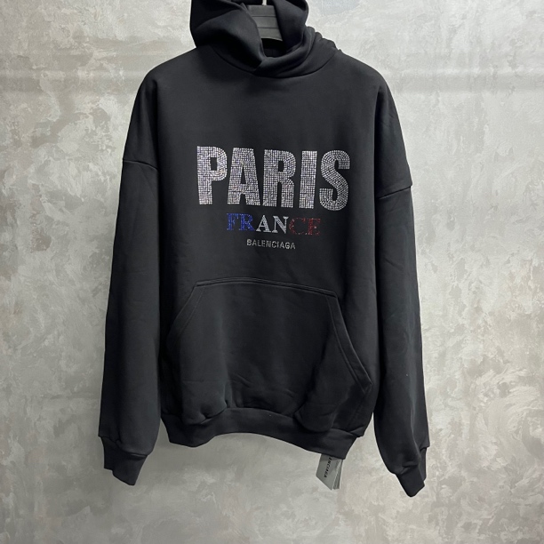 未使用 Balenciaga/巴黎世家 黑色字母连帽卫衣宽松版/xxs/xs/s