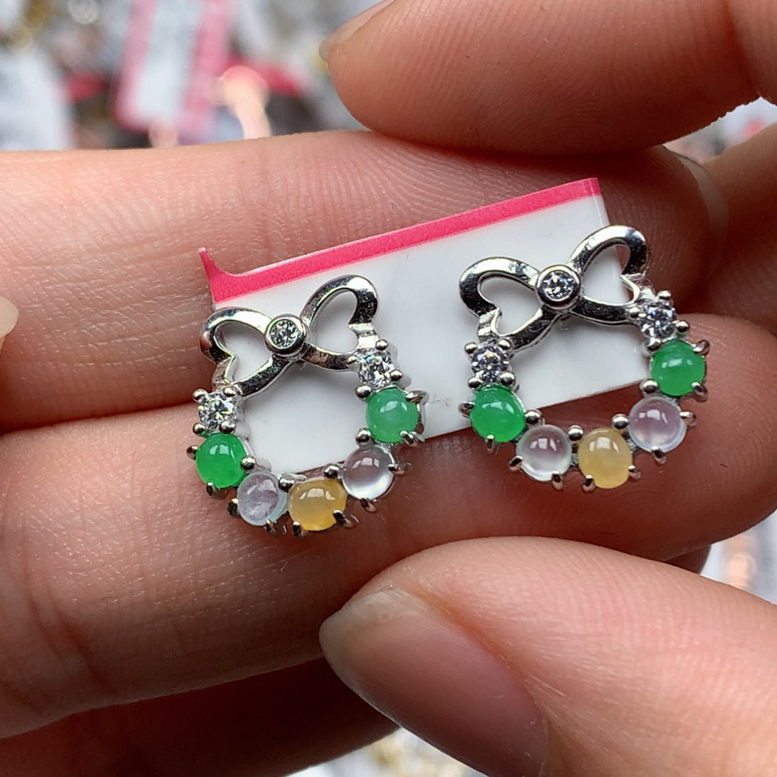 翡翠银S925镶嵌戒指天然翡翠手链