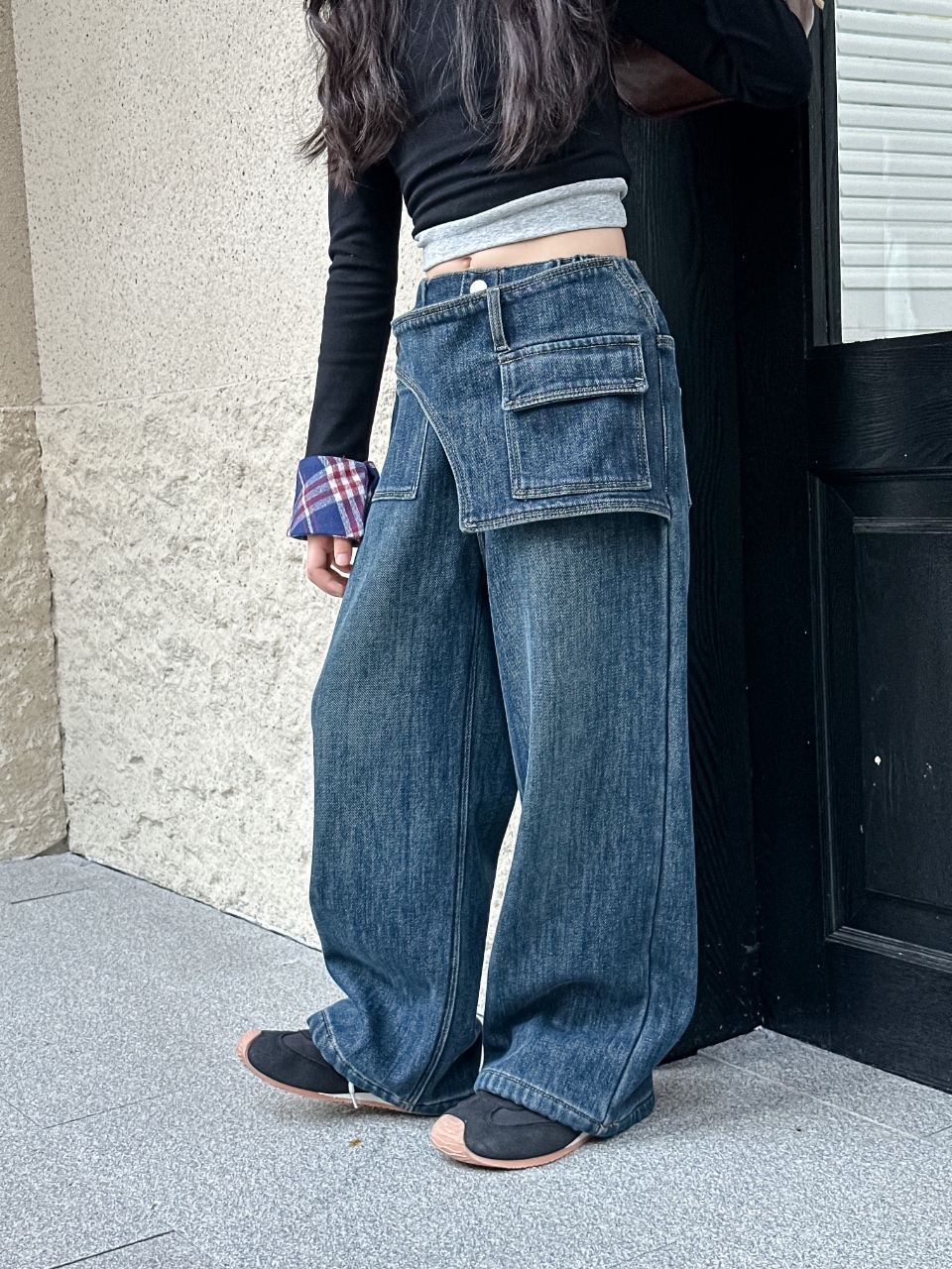2025童装冬季女童牛仔裤一体绒直筒裤 9003
