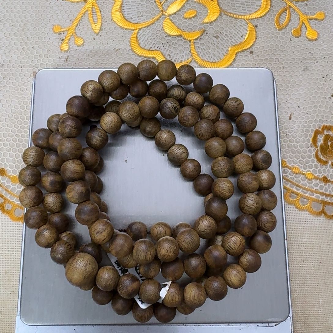 沉香木手串海南白奇虫漏0.. 8／18克十发一