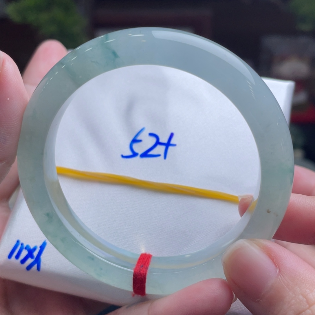 翡翠未镶嵌手镯52.2蓝冰蓝花  