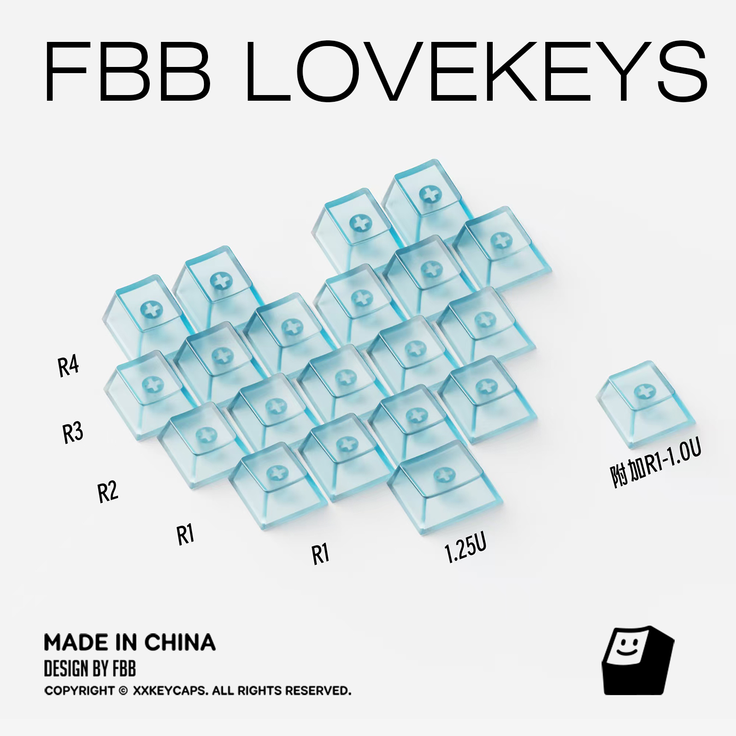 FBB创意爱心键帽增补磨砂透光无刻原厂高度机械键盘客制化