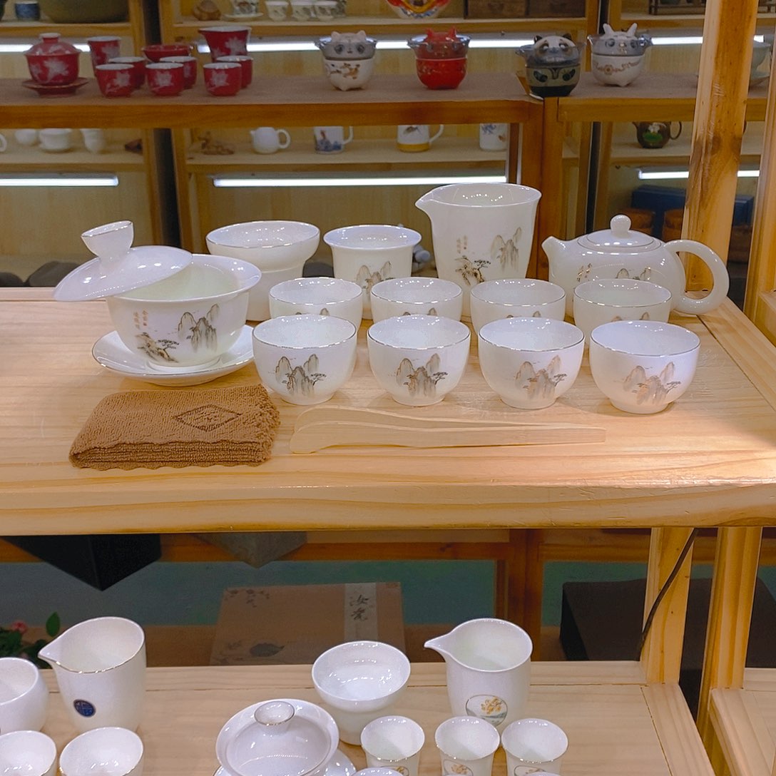 【不止】羊脂玉瓷茶具套装