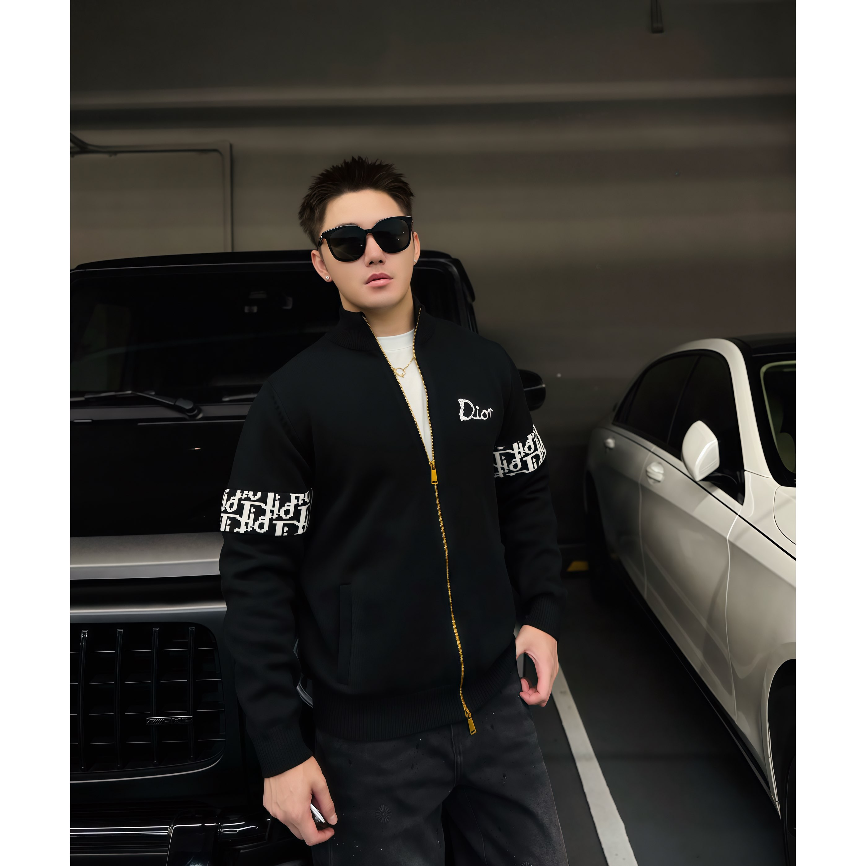 SAM【贵气天成】冬季高定羊毛混纺提花织纹密实气质拉链立领开衫