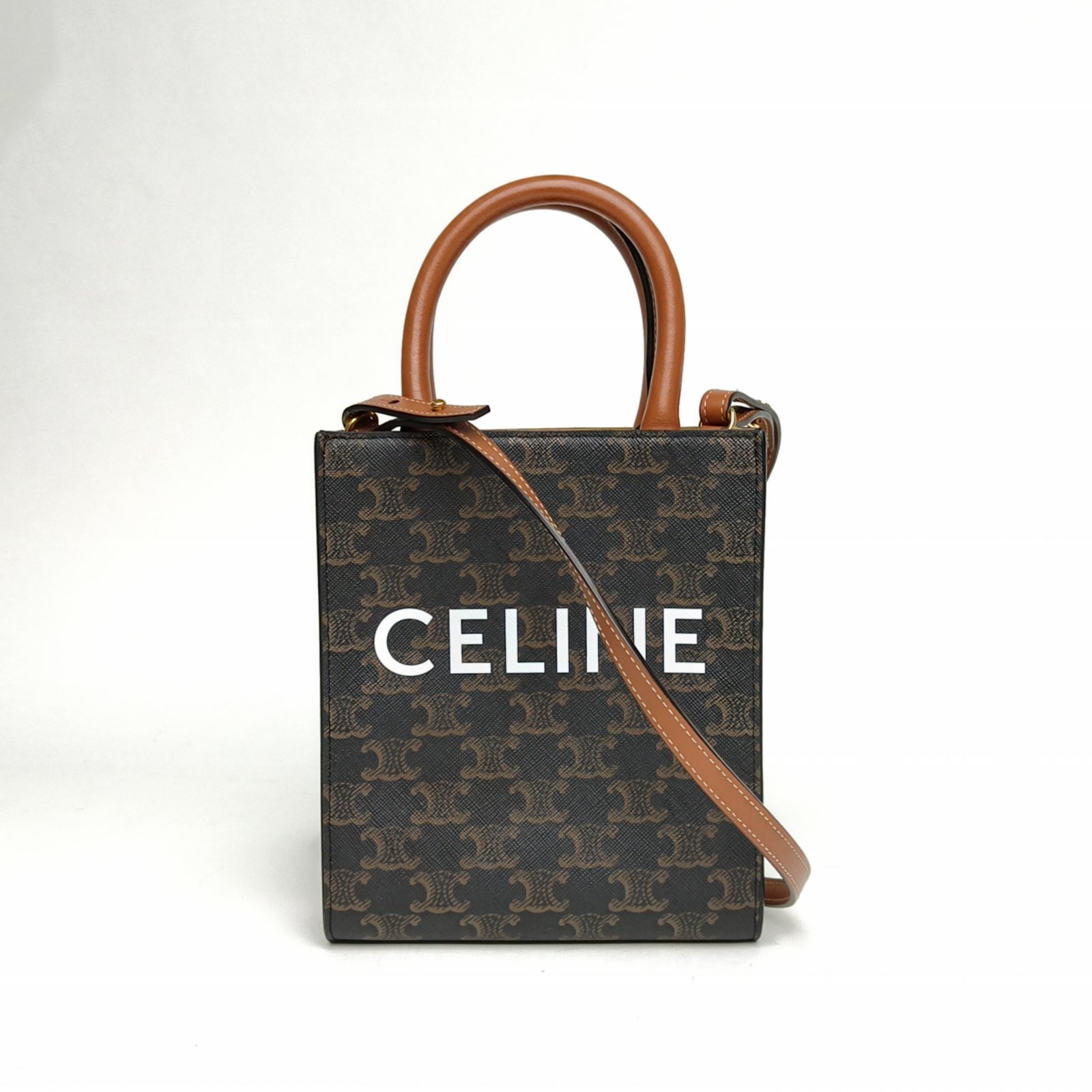 95新 Celine/思琳 【娇】竖款手袋凯旋门印花 PVC 人造革130475