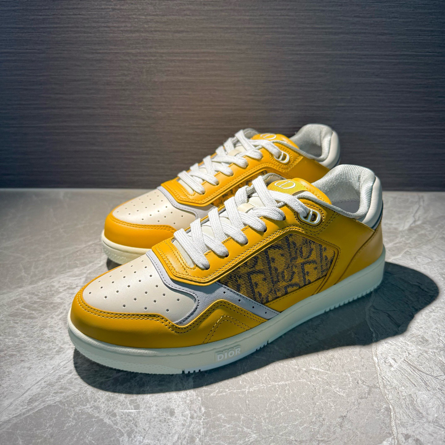 未使用 DIOR/迪奥 白黄拼色老花拼接新款b27系列板鞋 40码