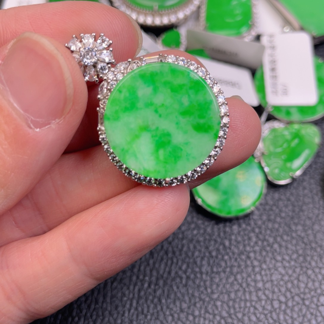 翡翠银S925镶嵌吊坠(不含链)