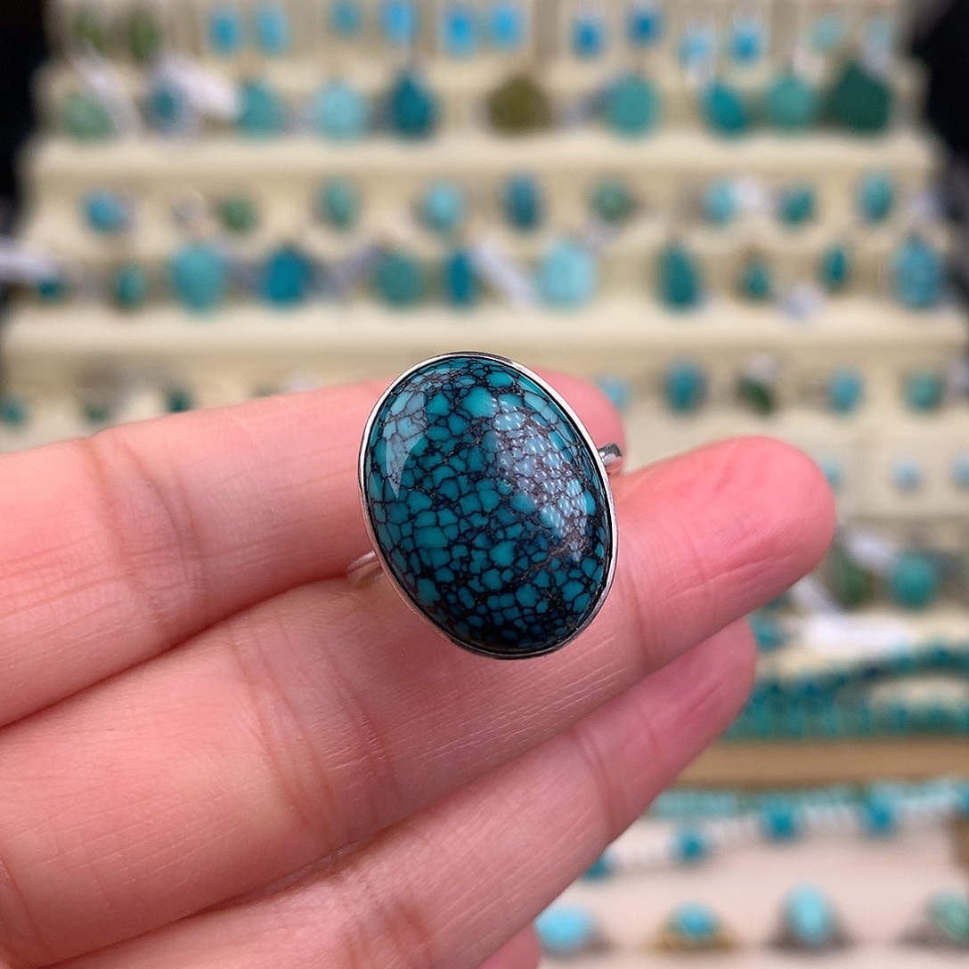 绿松石银S925镶嵌戒指