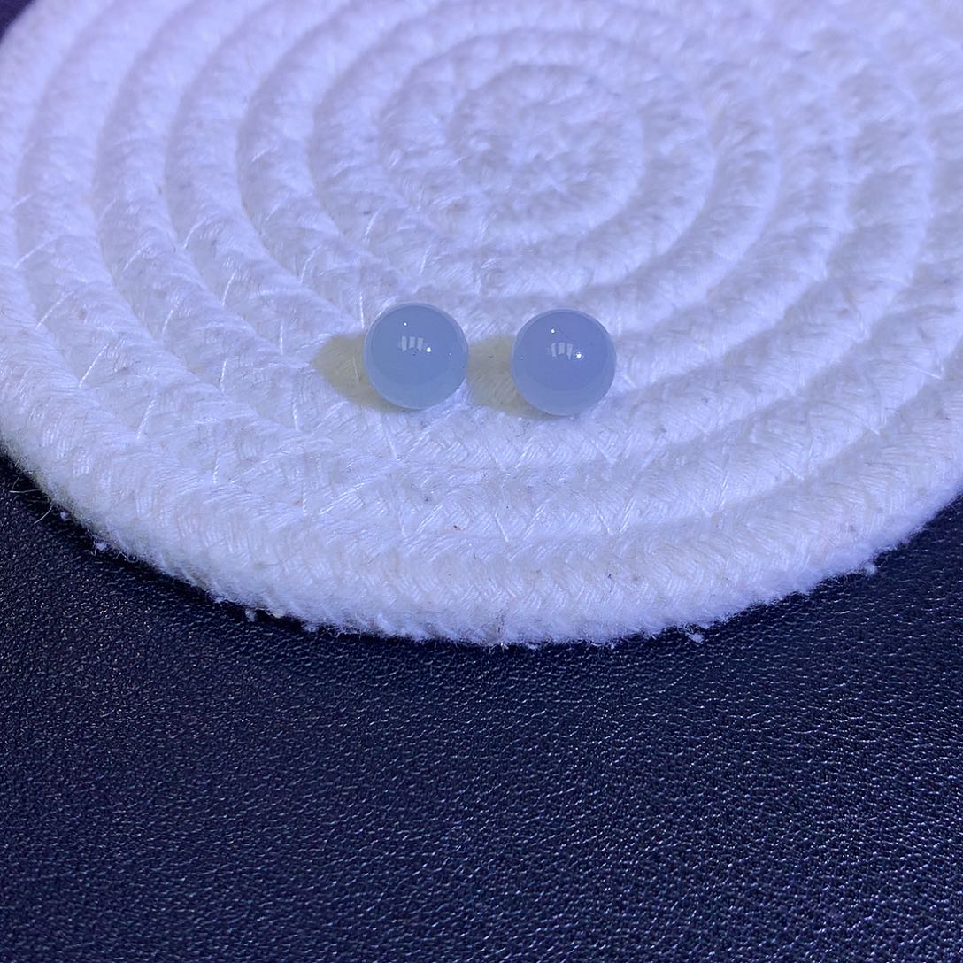 散珠翡翠天然缅甸翡翠单珠卡8.8白冰一对