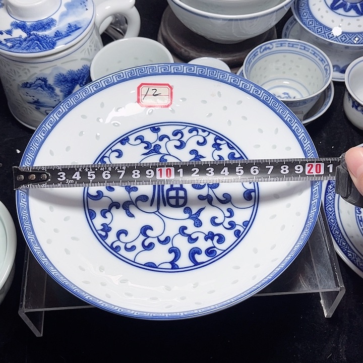 碗天*W青花玲珑八寸福字盘四个
