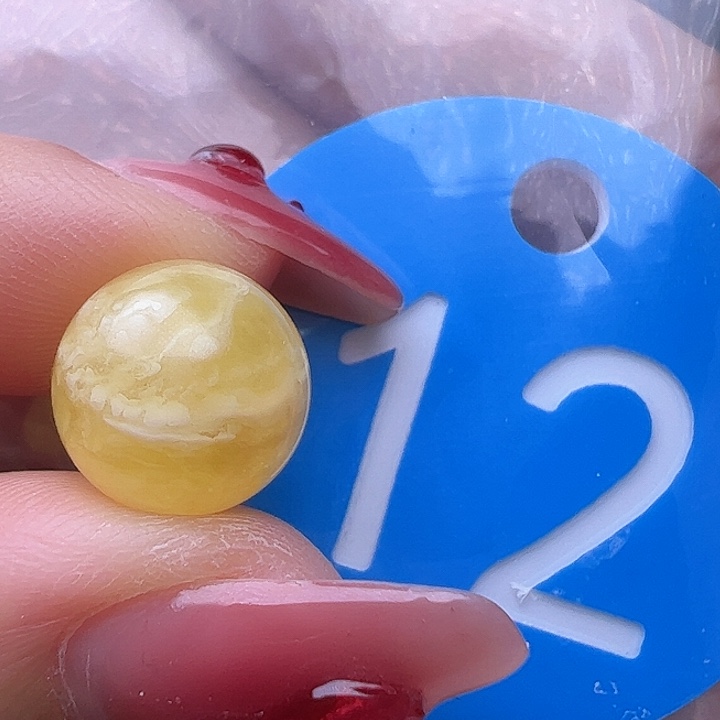 蜜蜡裸石未镶嵌微瑕 10.9mm 虎皮 圆珠