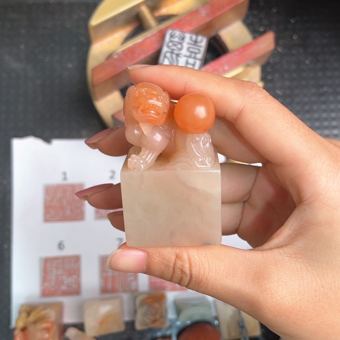 寿山石橙*?现场纯手工篆刻