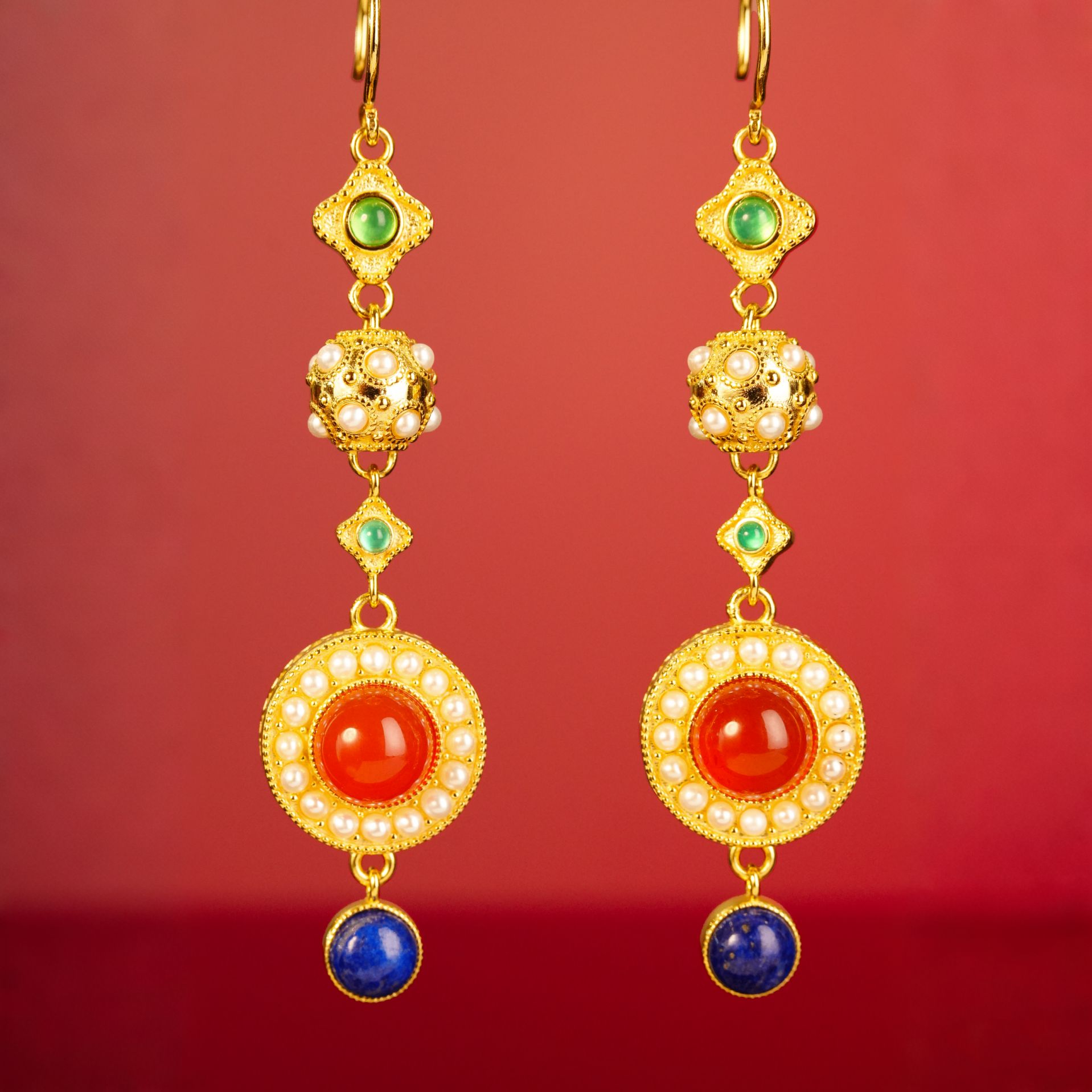 925银耳饰 【李静训复刻耳环】国风贵气轻奢镶嵌耳饰古风精美年货