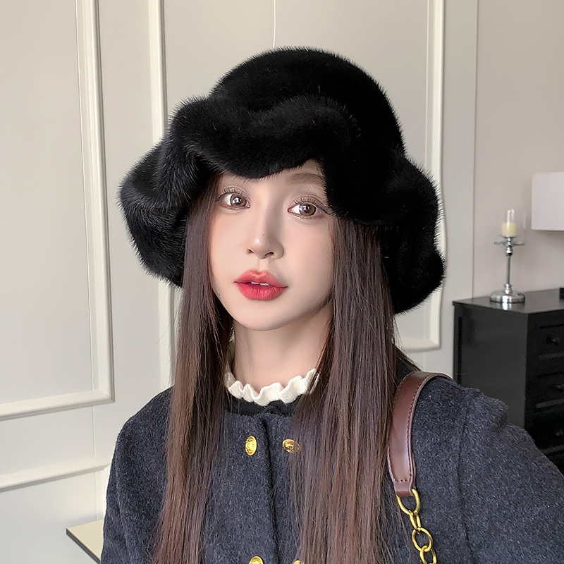 【花朵礼帽】新款整貂礼帽冬季貂皮保暖水貂毛草毛绒裘皮帽冬