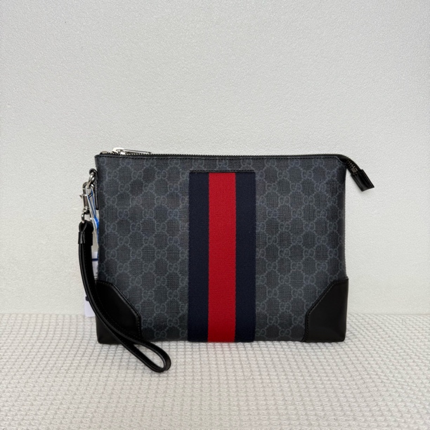 99新 GUCCI/古驰 97新6194/6195黑老花男士双G商务手拿包带手绳