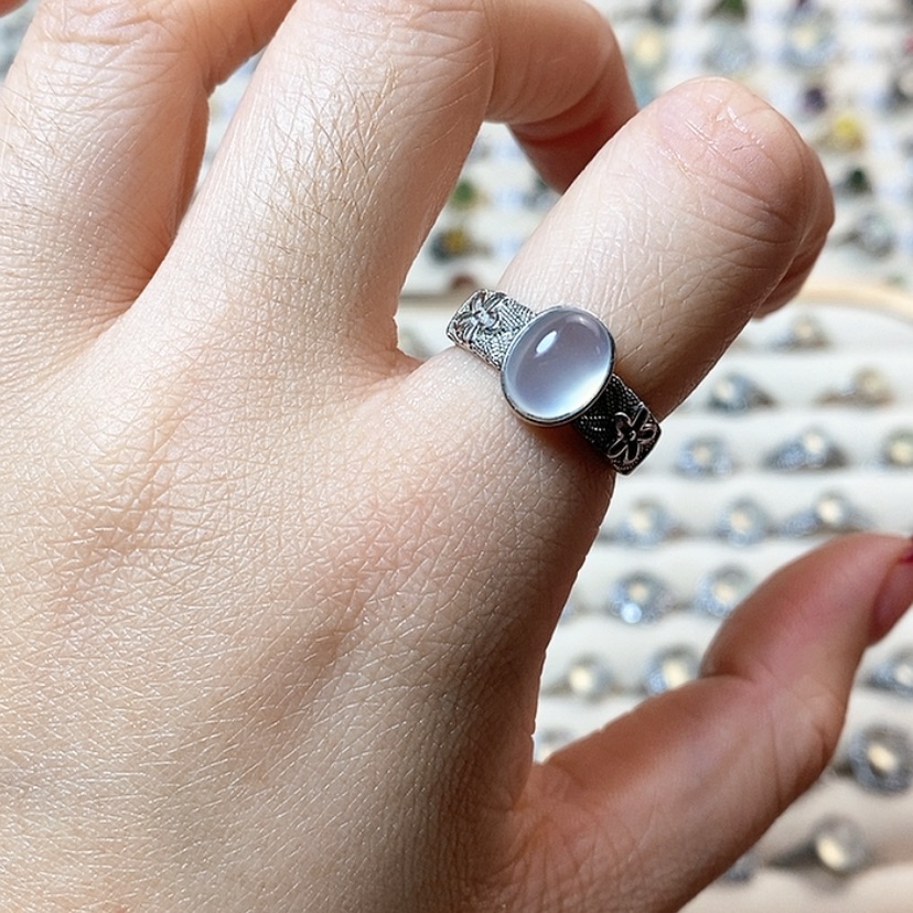 【闪购商品】岫玉戒指银S925镶嵌新疆西藏不包邮