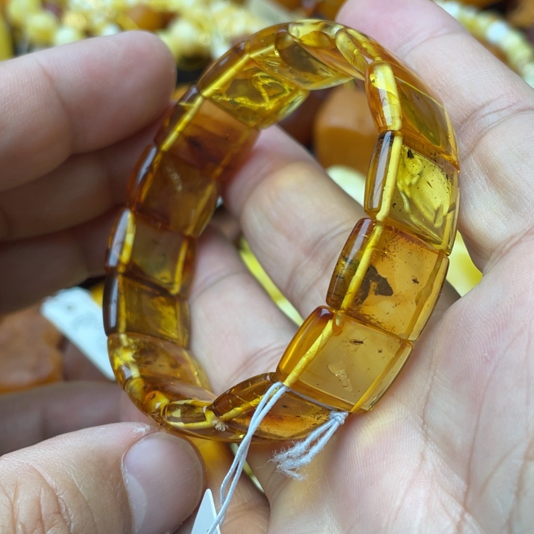 虫珀颈饰未镶嵌蜜蜡手牌