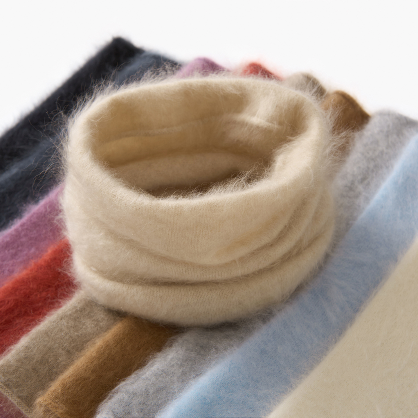 纯羊绒拉绒护脖颈脖套保暖舒适柔软亲肤纯色百搭秋冬加厚男女同款