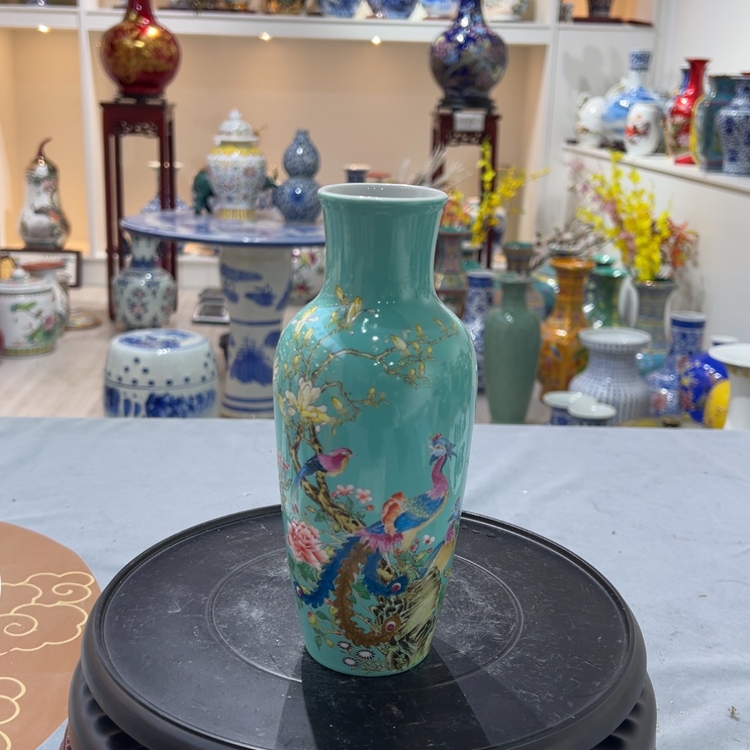 天***‖摆件陶高21.5cm宽9cm凤凰瓶子