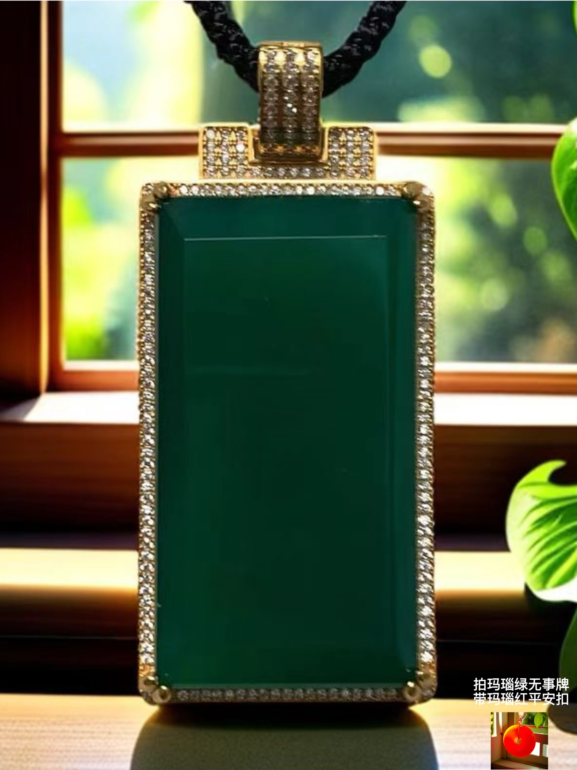 高端 平安无事牌 吊坠  带红平安扣 带礼盒 sz 521