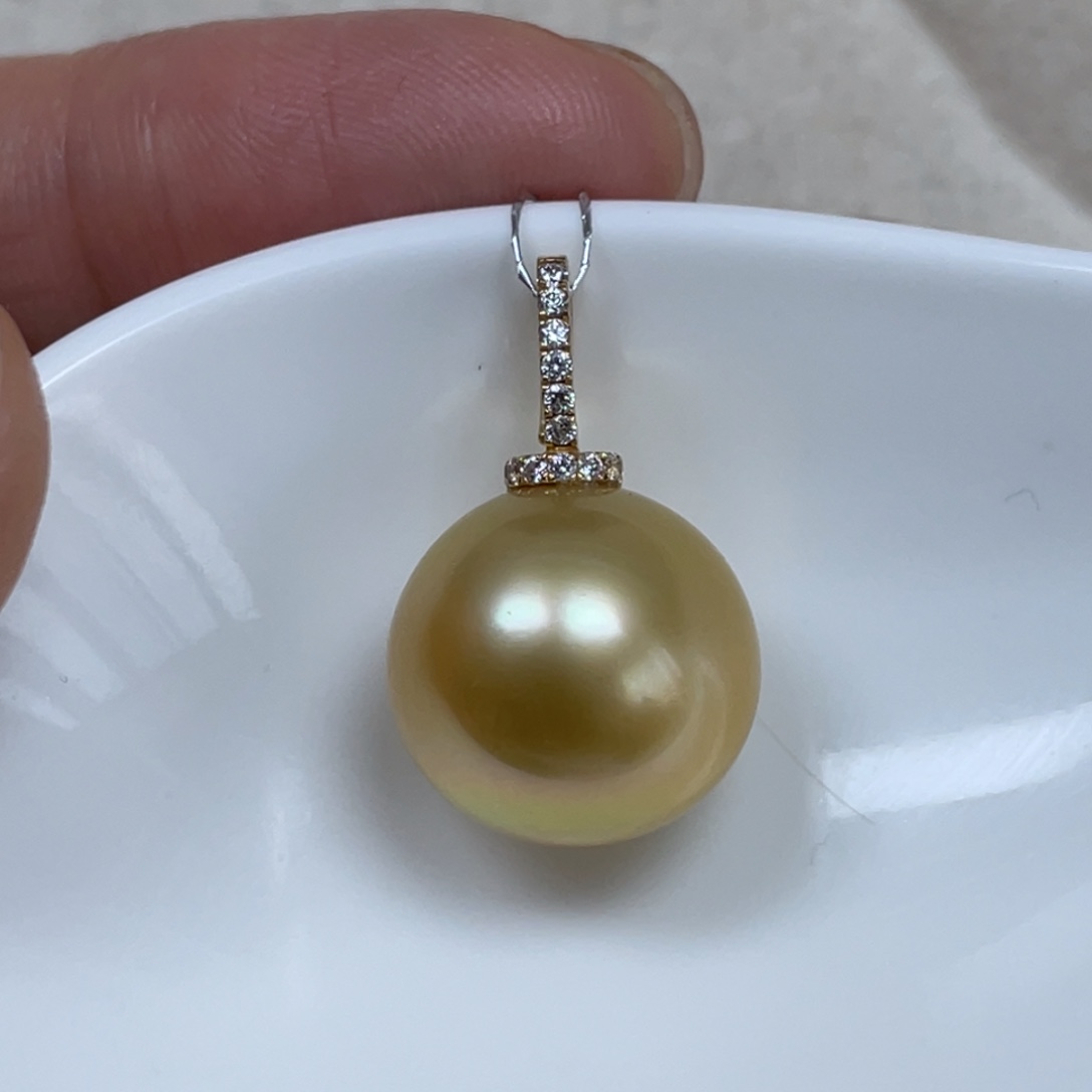 海水珍珠18K金镶嵌吊坠(不含链)14.6