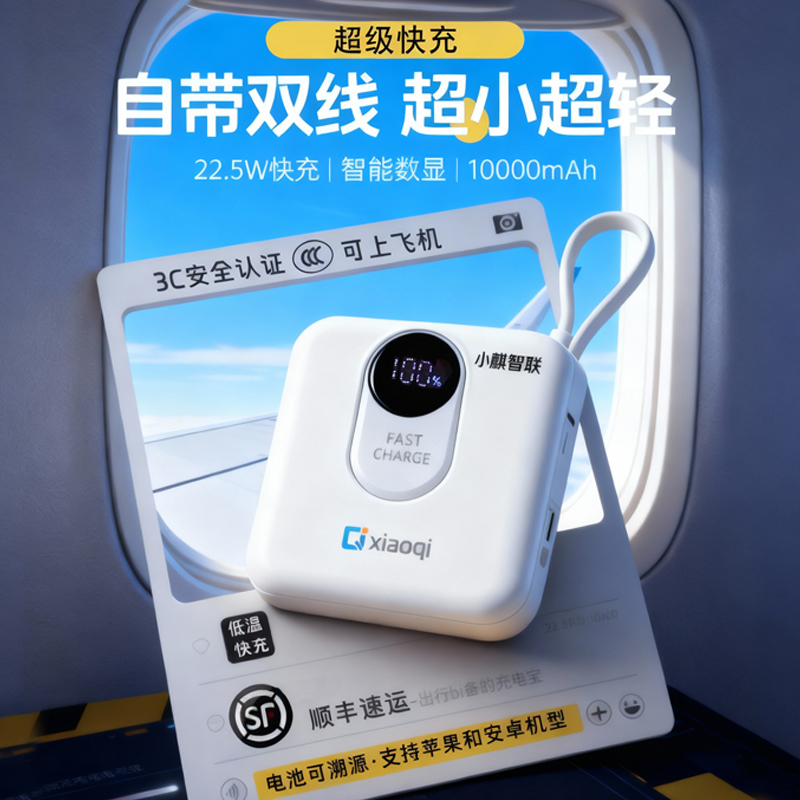 【达人专享】新款充电宝超级快充自带线迷你充电宝可充电宝推荐