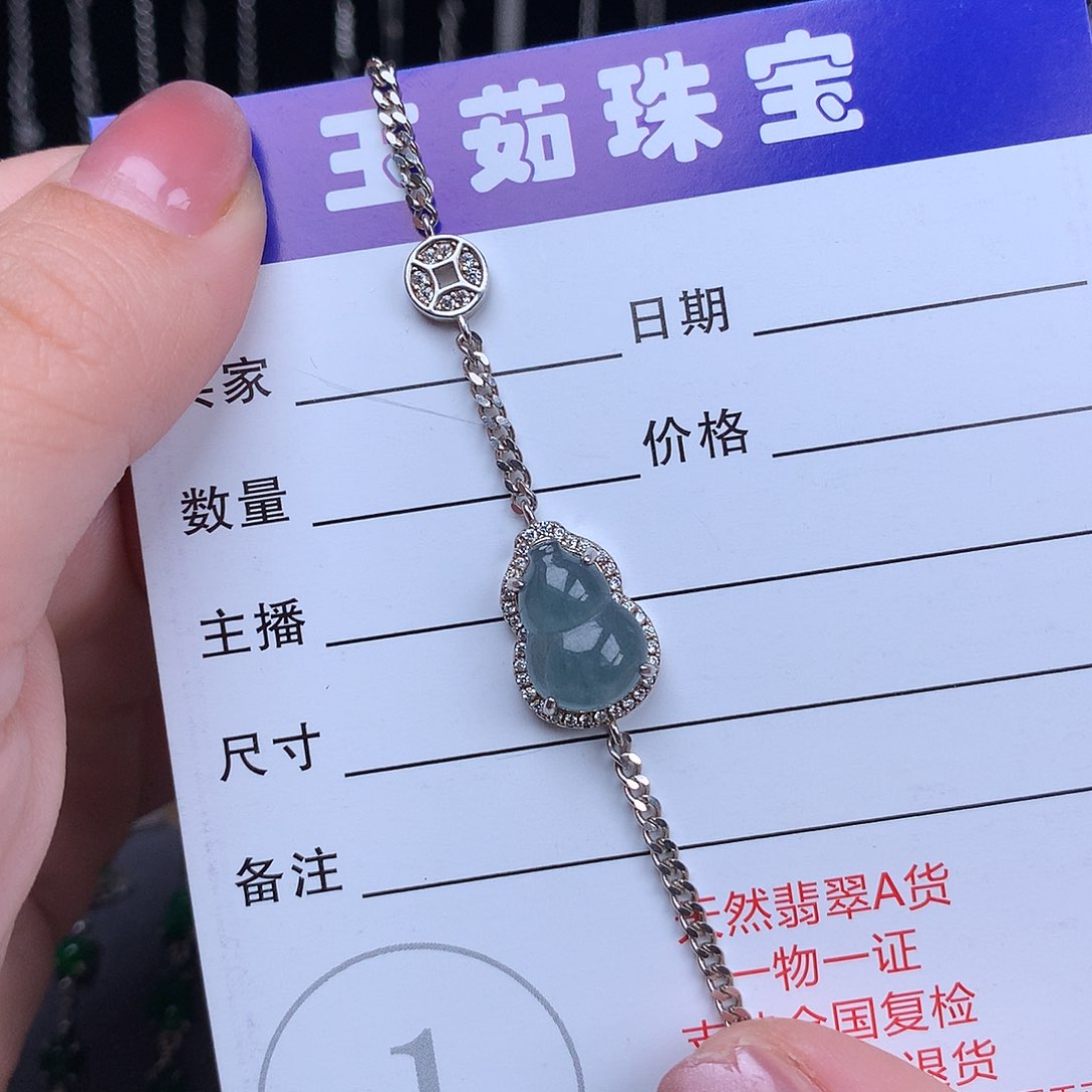 翡翠手链银S925镶嵌W****o126