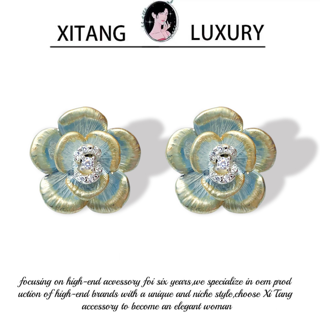 《晕染花》优雅复古轻奢气质清新耳钉耳环耳坠8138