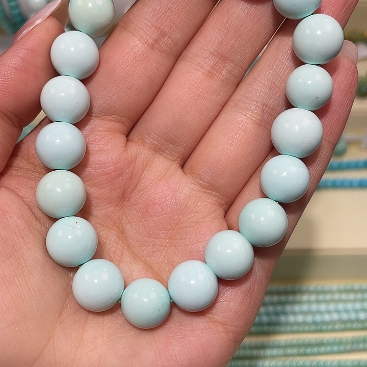 绿松石未镶嵌圆珠手串