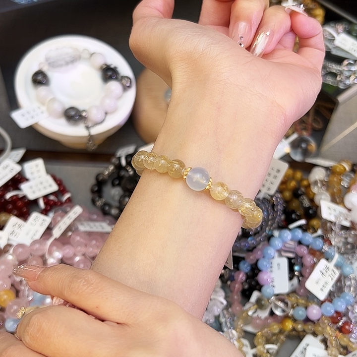 水晶手链银S925镶嵌金发a6