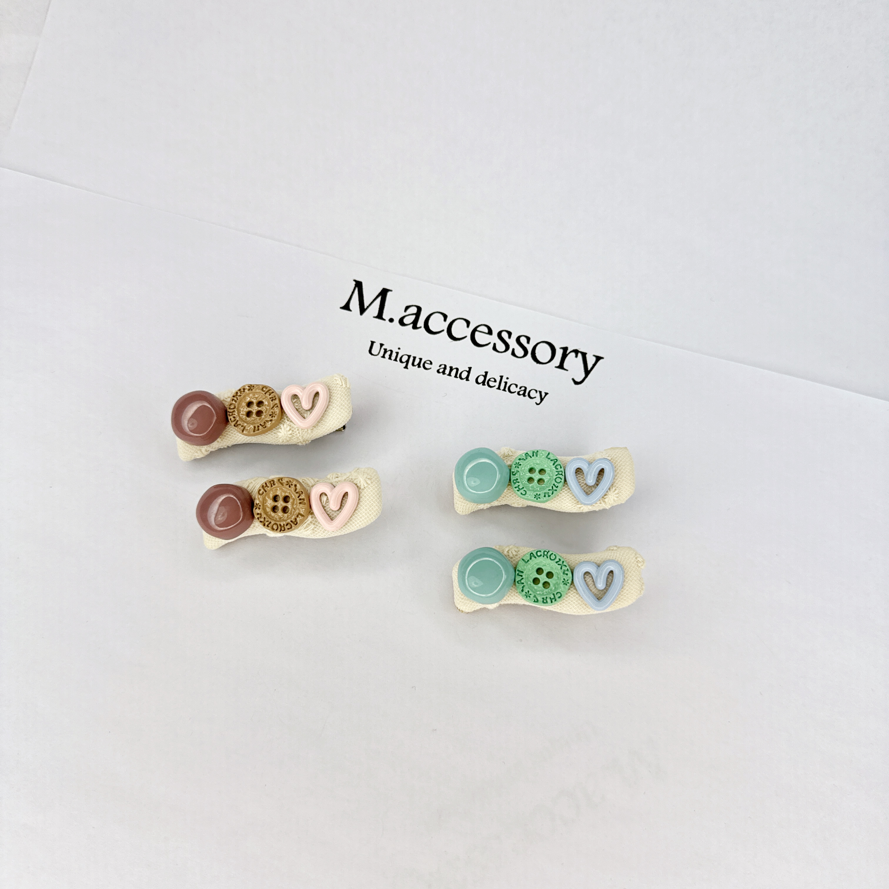 Mi33  爱心纽扣波浪鸭嘴夹 Y39060K3-2 