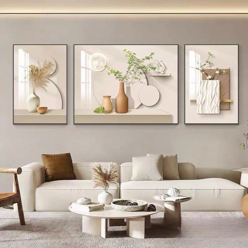 新款奶油风北欧简约小清新客厅装饰画沙发背景墙挂画