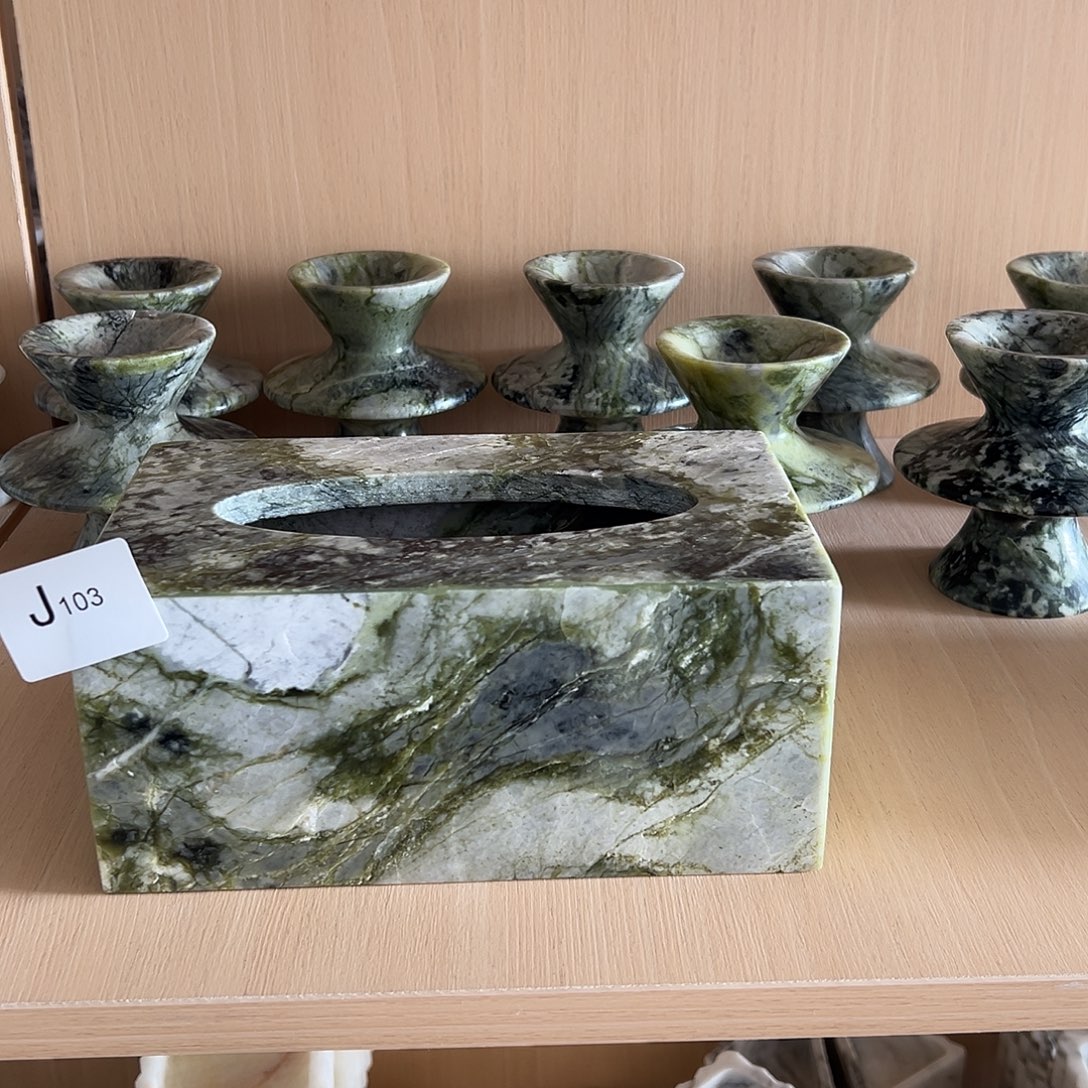 石材J103爱尔兰绿纸巾盒微瑕