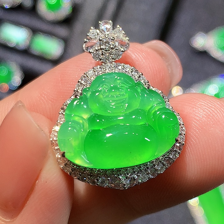 翡翠18K金镶嵌吊坠(不含链)