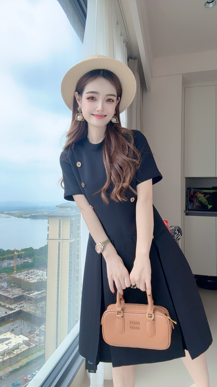 【墨尔本之秋】全单层夏季淑女时尚名媛千金风显瘦工装连衣裙24308