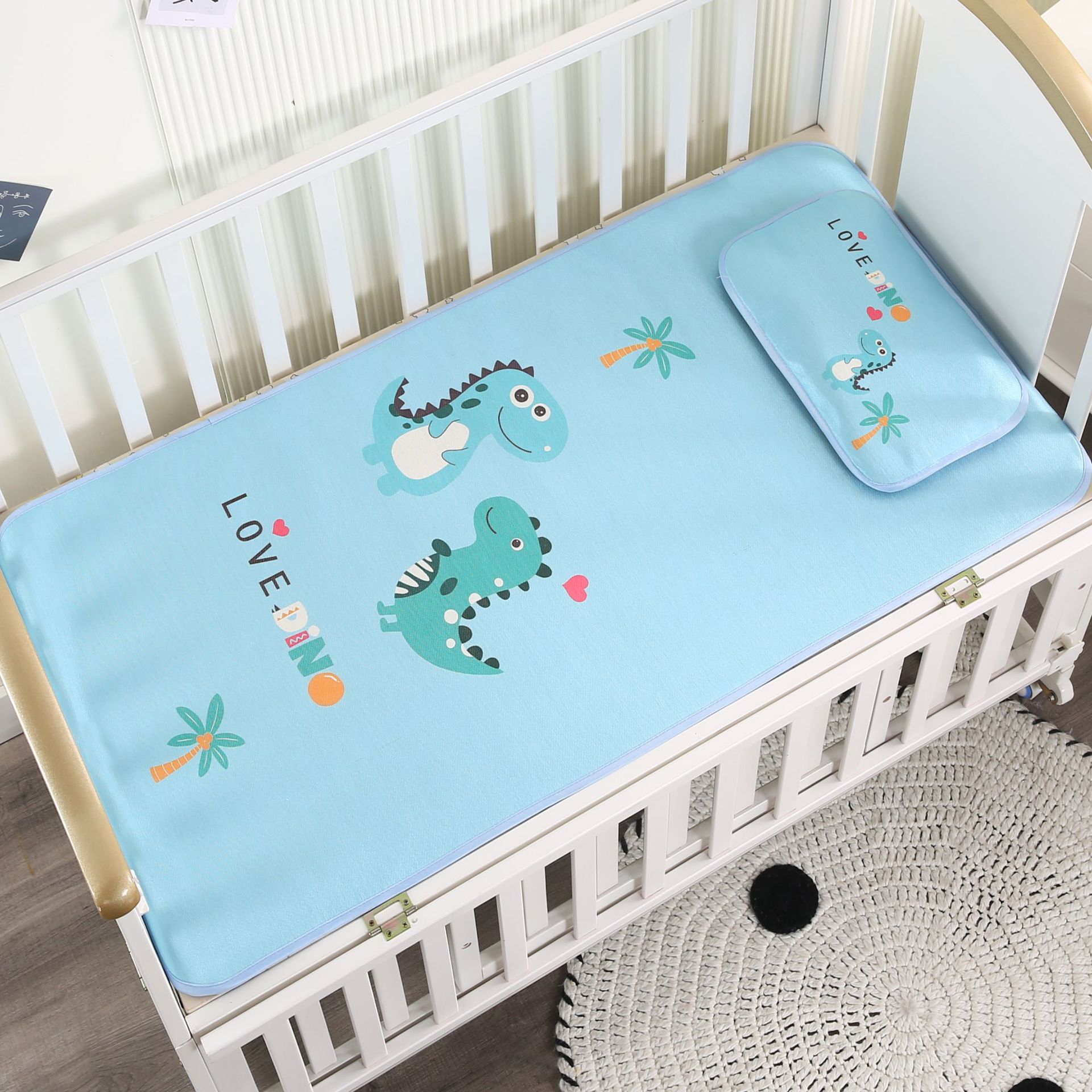婴幼儿冰丝凉席 儿童卡通印花夏凉床垫 幼儿园床光滑草席子可水洗