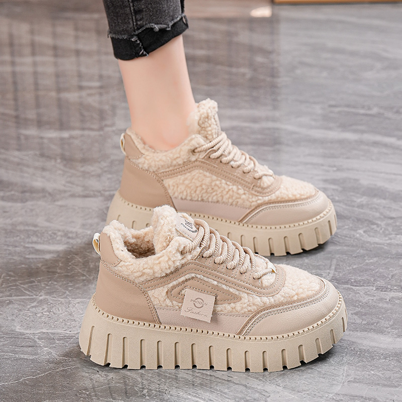 韩版老爹鞋女2025秋冬季加绒保暖高帮百搭ins潮学生休闲运动棉鞋