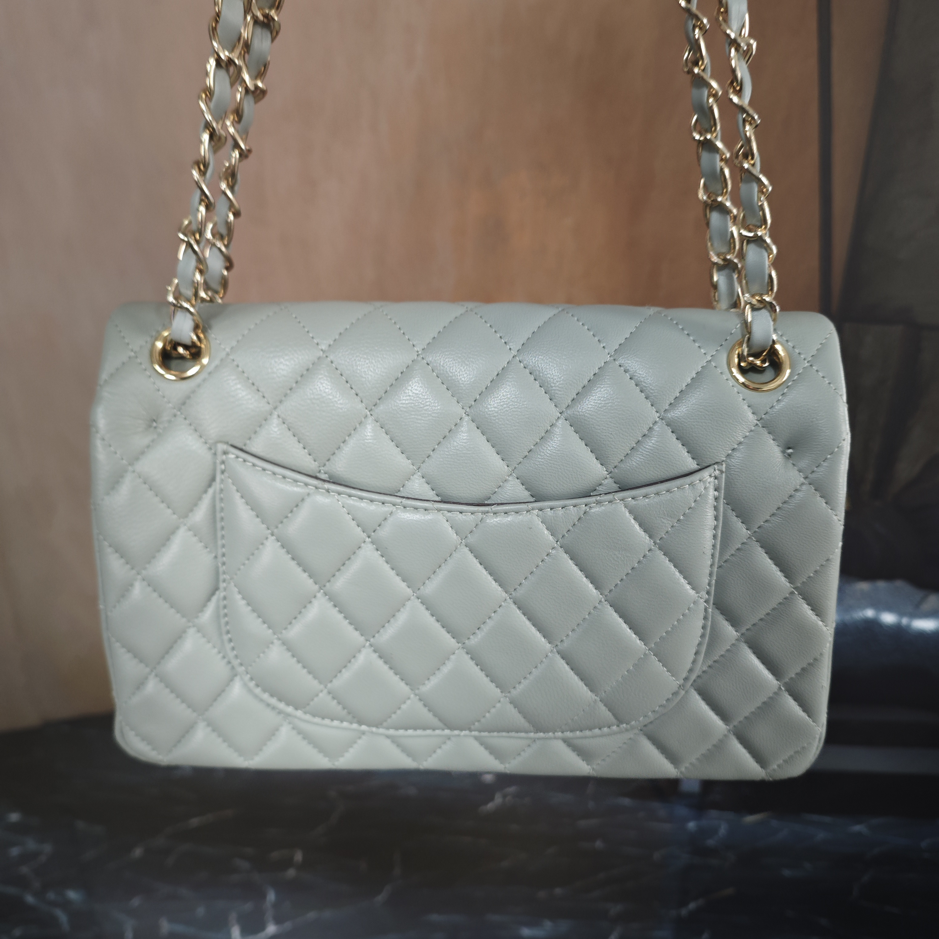 LQ-WITH-QUEEN真皮女包链条菱格羊横10111灰色