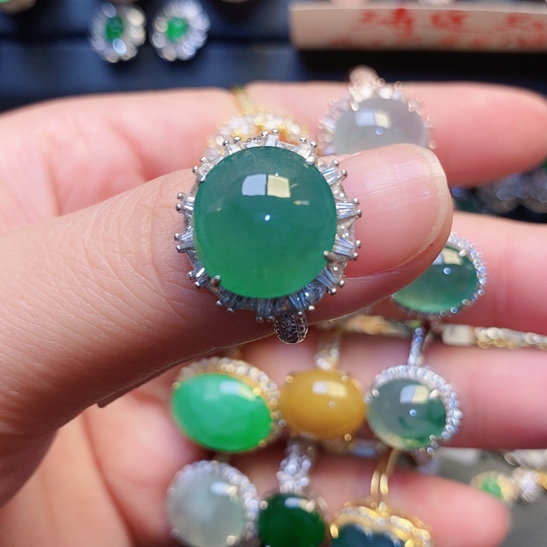 叶****翡翠银S925镶嵌耳饰1111