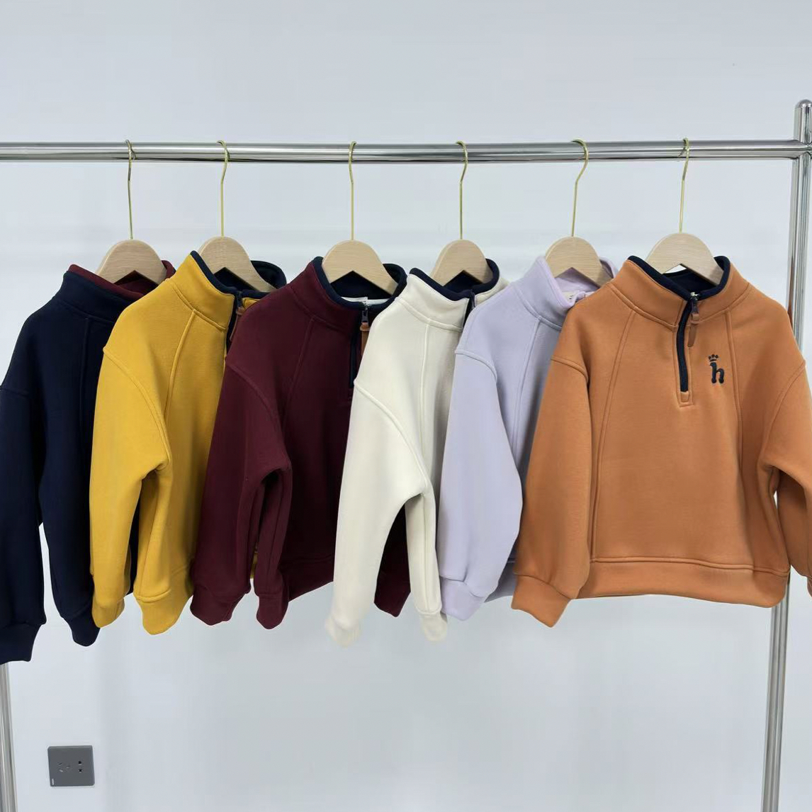 加绒加厚慕斯绒+绵羊毛+桑蚕丝冬季保暖半拉链亲子卫衣男女童亲子