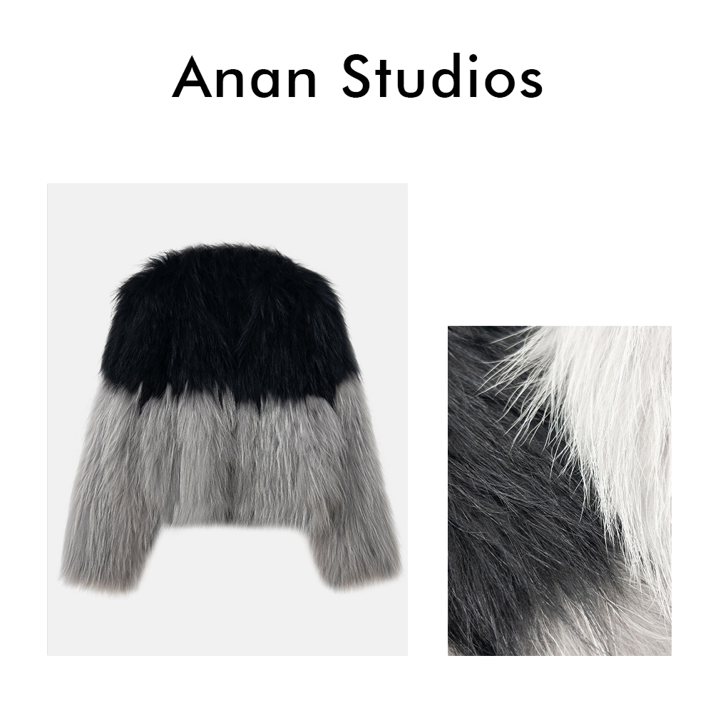 【no退no换】【时尚奢华】新款貉子毛双面编织V领拼色外套★H50