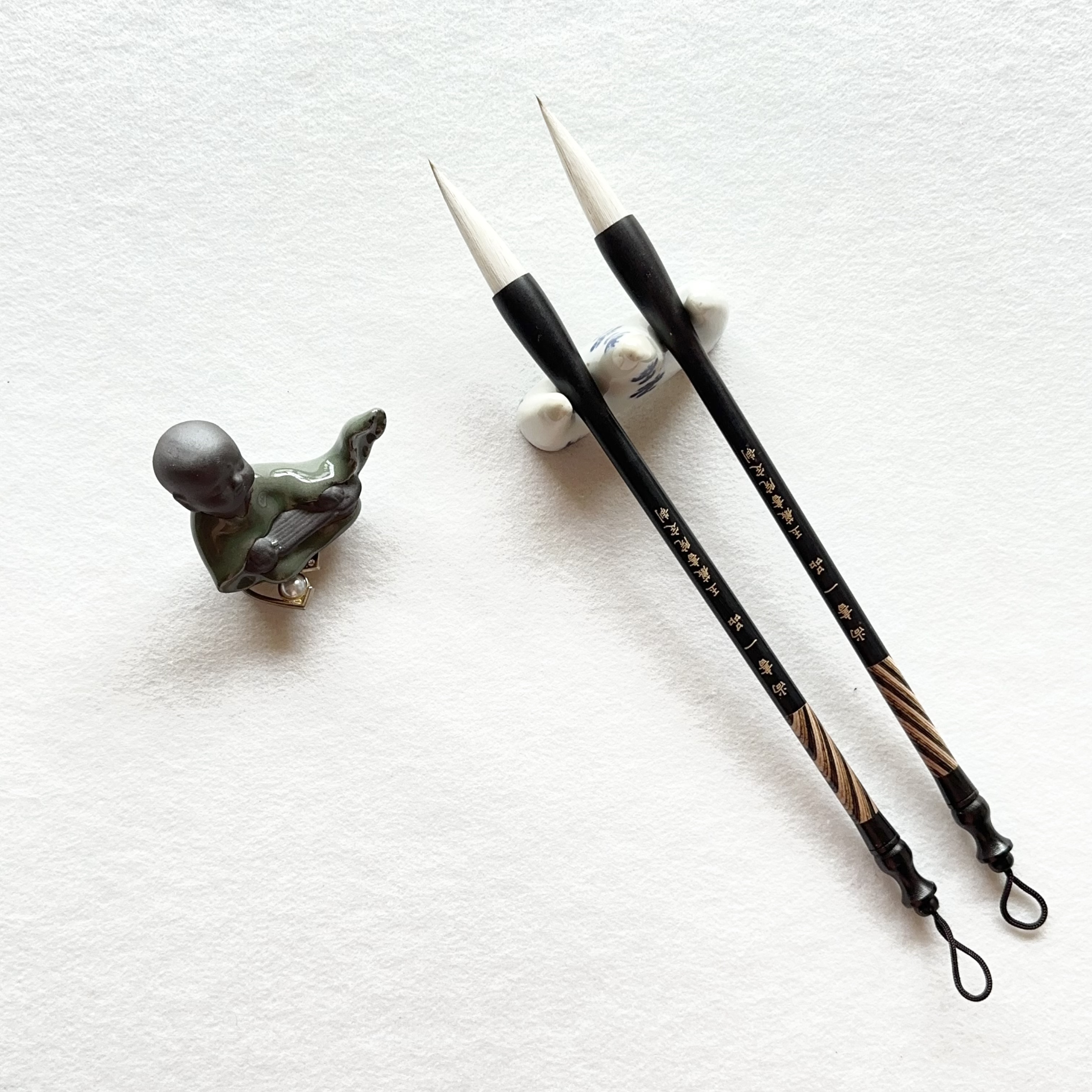 精品实木笔杆兼毫毛笔两支初学临帖楷书隶书聚锋强腰力足弹性适中