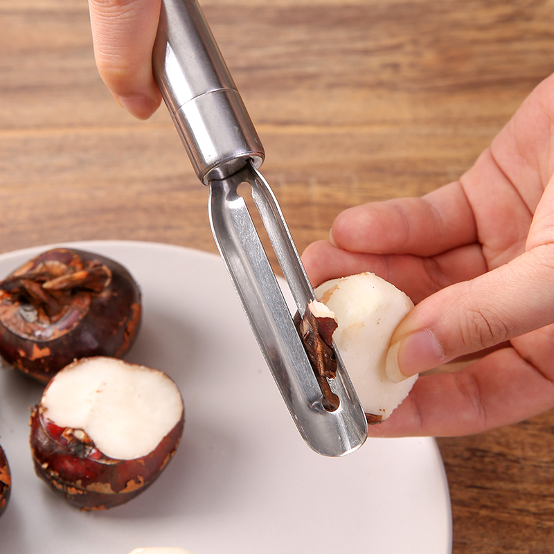 不锈钢马蹄打盖刀双头削马蹄专用刀老式瓜果刨二合一荸荠去皮神器