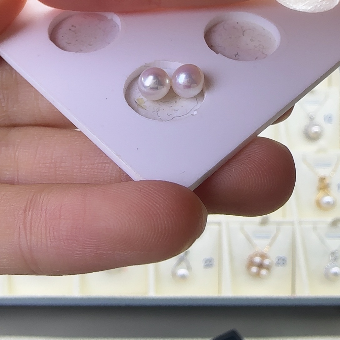 淡水珍珠耳饰银S925镶嵌5～6耳钉