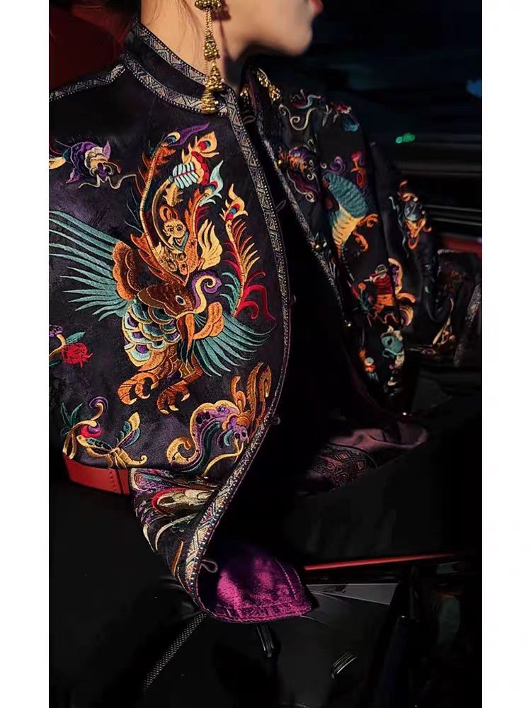 衣年纯品春季新款 紫气东来 新中式苗绣重工刺绣人丝提花外套上衣