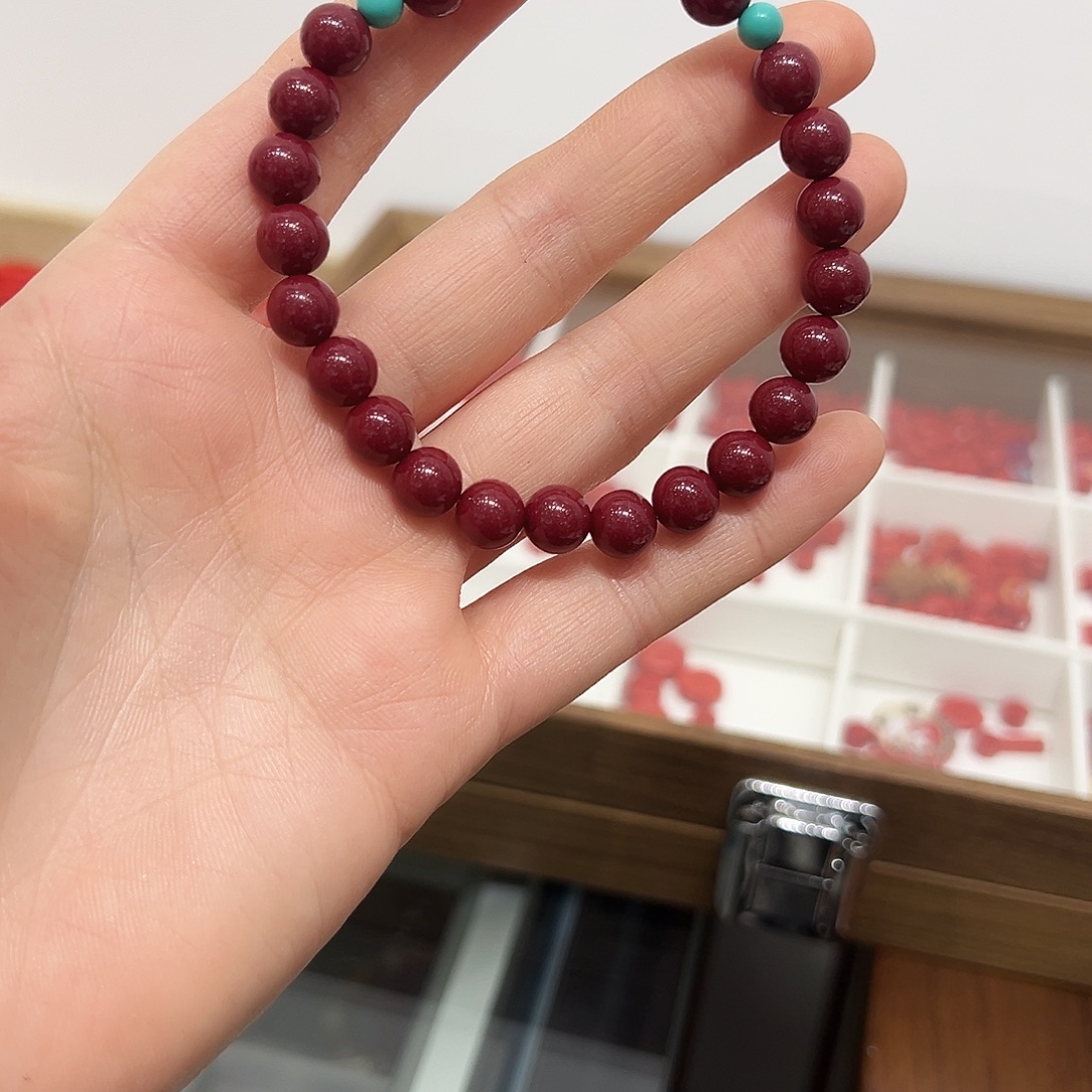 天然辰砂8毫米 紫金沙手串