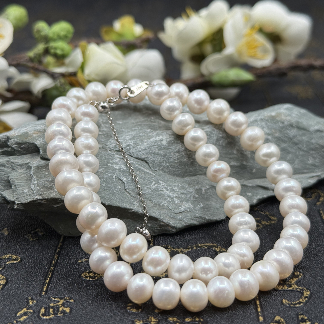 【白荔枝】强光珍珠项链s925-6.5mm-多样性发其一-ms19-904福