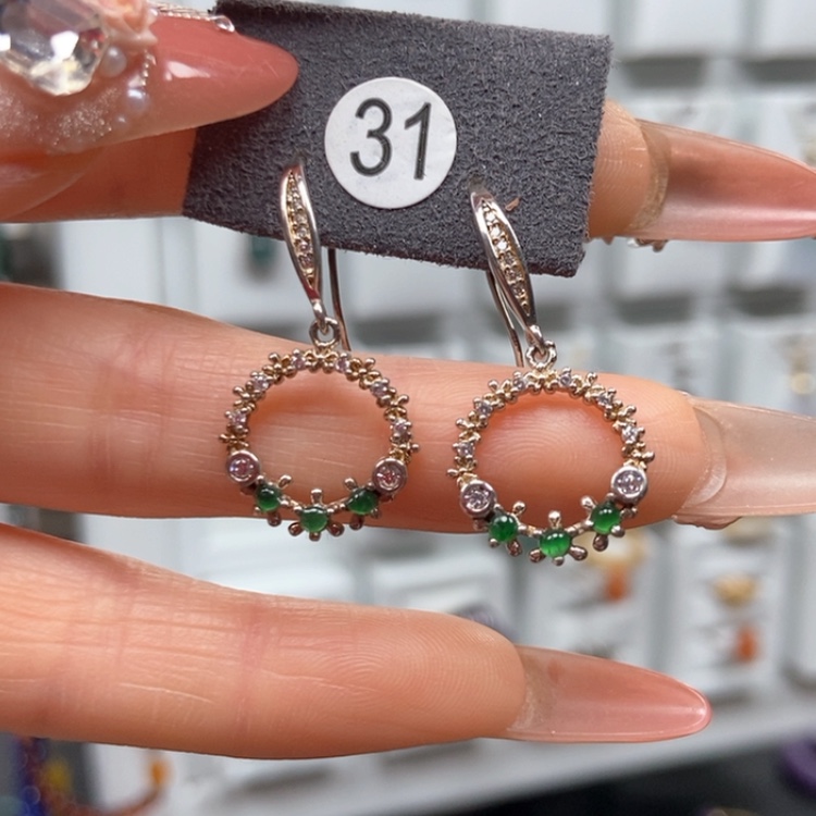 【闪购商品】翡翠耳饰银S925镶嵌耳饰