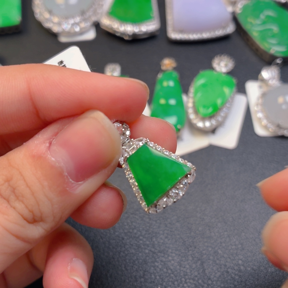 翡翠银S925镶嵌吊坠(不含链)